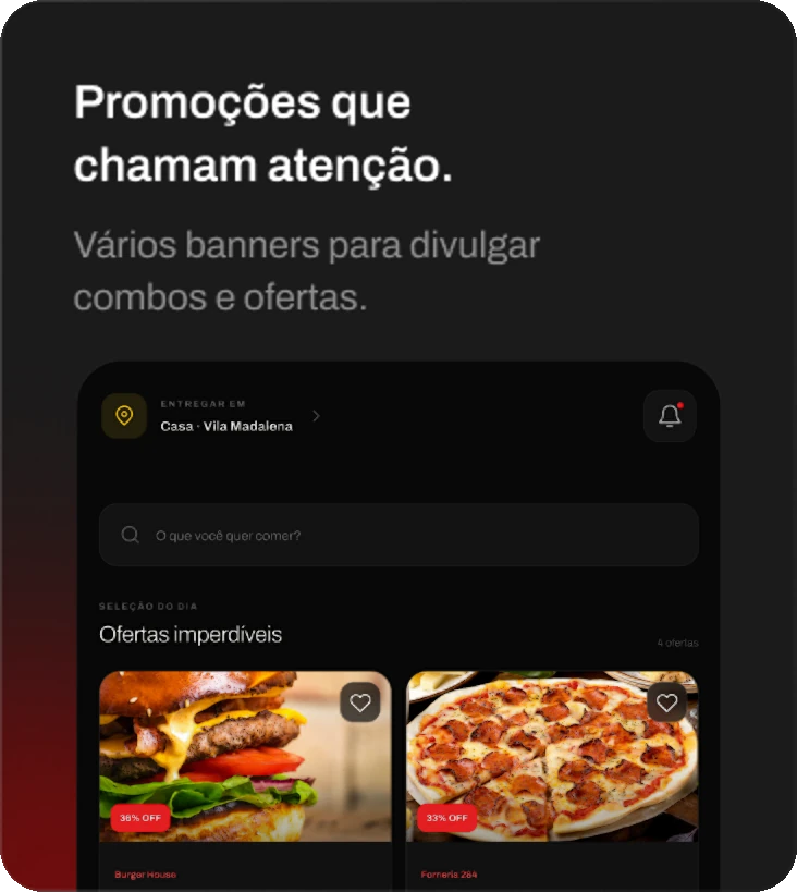 Promoções que chamam atenção: vários banners para divulgar combos e ofertas.